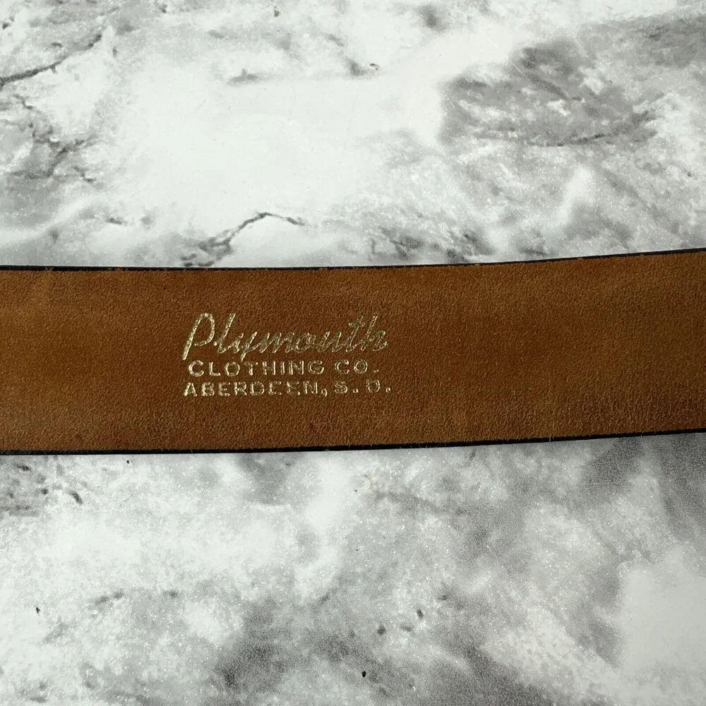 Vintage‎ Plymouth Brown Glove Tanned Grasso Grain Leather Dress Belt Size 34